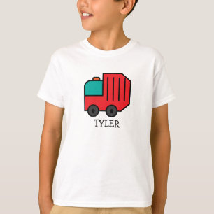 Red Cartoon Garbage/Recycle Truck with Kids Name T-Shirt