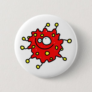 Red Cartoon Germ 6 Cm Round Badge