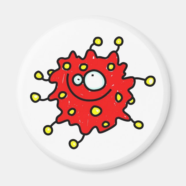 Red Cartoon Germ Magnet (Front)