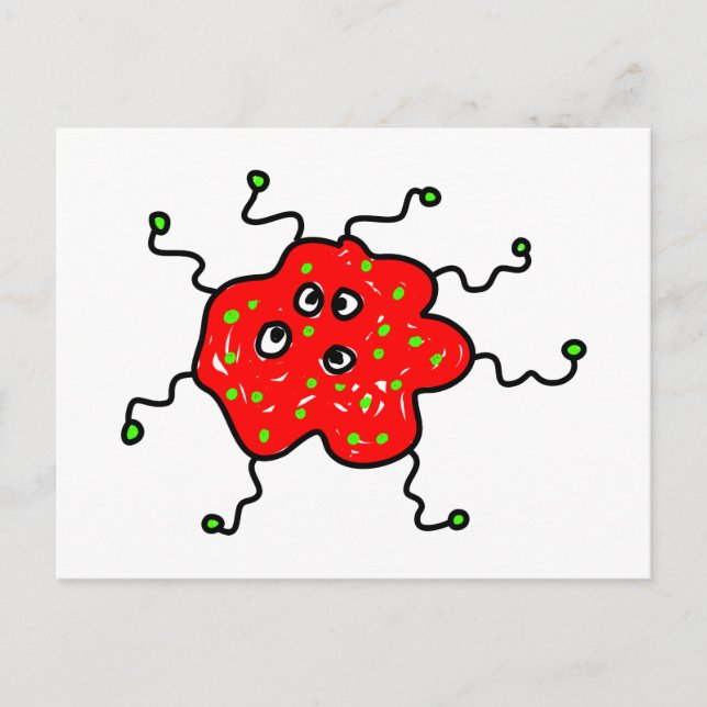 Red Cartoon Germ Postcard (Front)