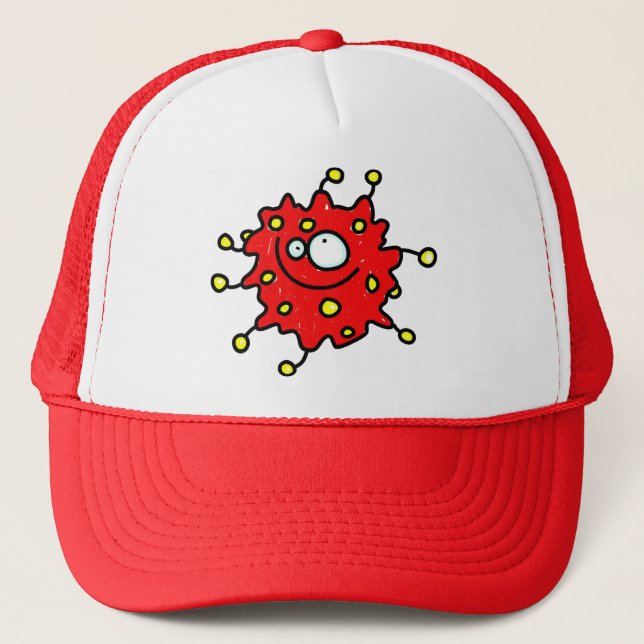 Red Cartoon Germ Trucker Hat (Front)