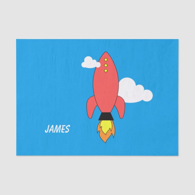Red cartoon rocket tissue paper (Front)