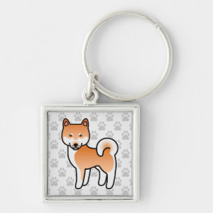 Red Cartoon Shiba Inu Key Ring
