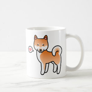 Red Cartoon Shiba Inu Love Coffee Mug
