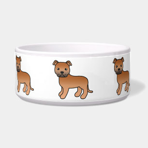 Red Cartoon Staffordshire Bull Terrier