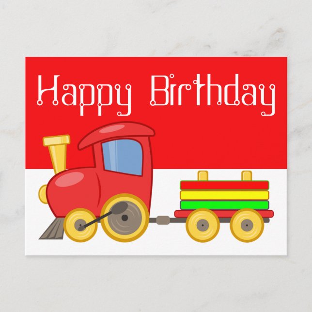 red cartoon train postcard (Front)