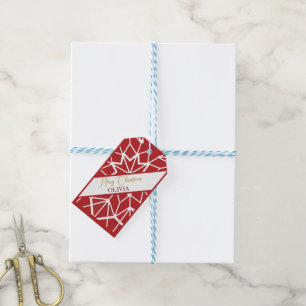 Red Carved Christmas Ornaments Gift Tags