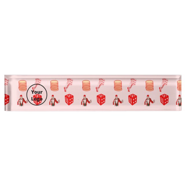 Red casino business pattern nameplate (Front)