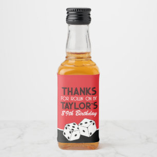 Red Casino Dice Birthday Favour Liquor Bottle Label