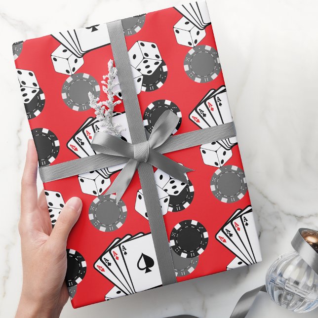 Red Casino Poker Party Wrapping Paper (Casino Poker Wrapping Paper)