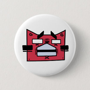 Red Cat 6 Cm Round Badge