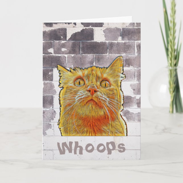 Red Cat in Trouble. Card (Front)