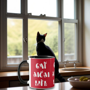 Red Cat Mum Life Cute Typography Mother's Day  Mug