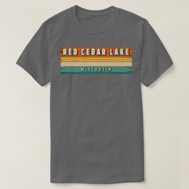Red Cedar Lake Boating Fishing Vintage  T-Shirt (Design Front)