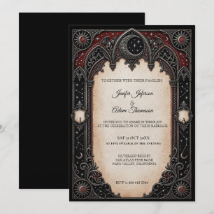 Red Celestial Gothic Wedding Invitation