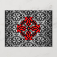 Red Celtic Cross Distressed Postcard
