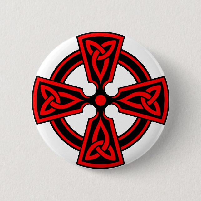 red celtic cross saxon viking wicca pagan 6 cm round badge (Front)