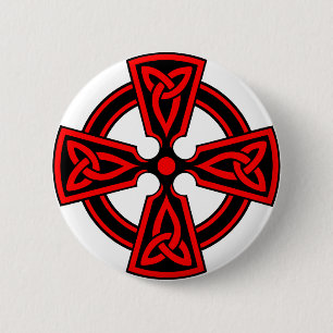 red celtic cross saxon viking wicca pagan 6 cm round badge