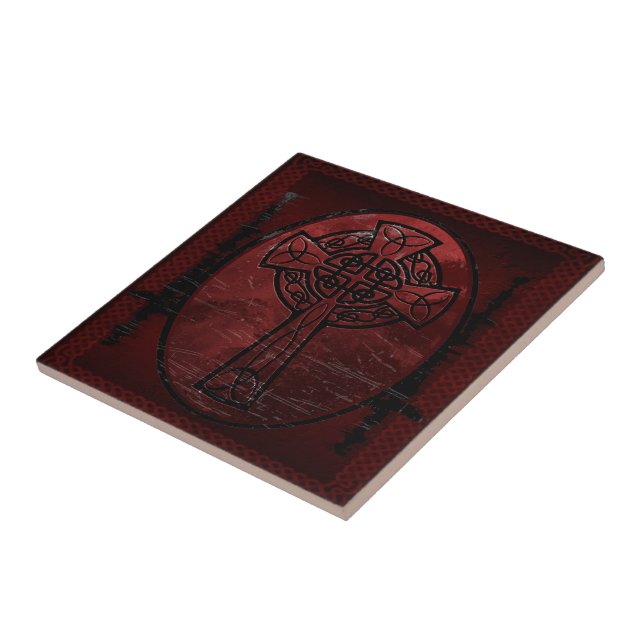 Red Celtic Cross Tile (Side)