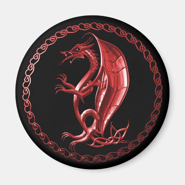 Red Celtic Dragon Magnet (Front)