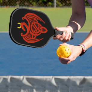 Red Celtic Dragon Pickleball Paddle