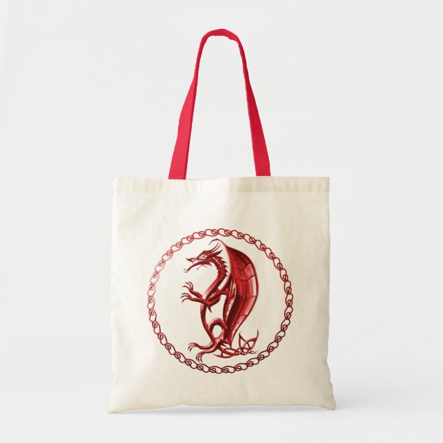 Red Celtic Dragon Tote Bag (Front)