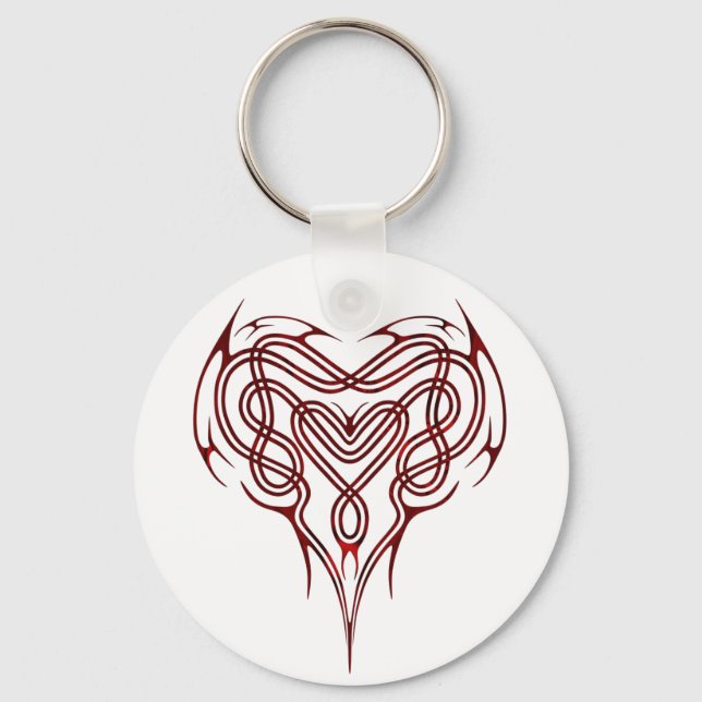 Red Celtic Heart Knot Key Ring (Front)