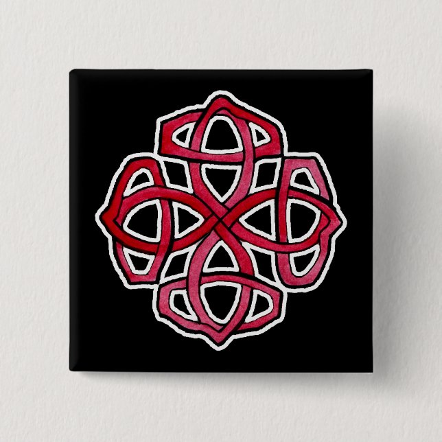 Red Celtic Knotwork Circle 15 Cm Square Badge (Front)