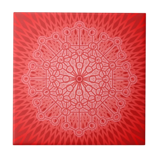 Red Chakra Mandala Sacred Geometry Tile (Front)
