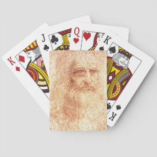 Red Chalk Leonardo da Vinci self-portrait Playing Cards