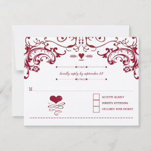 Red Chalkboard Cute Heart Initials Typography RSVP