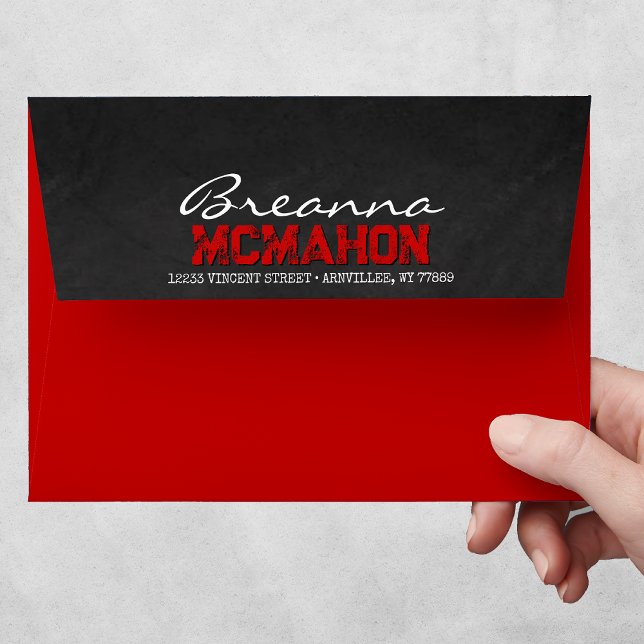 Red Chalkboard Graduation Envelopes (Matching Envelopes, Return Address Labels & Envelope Seals)