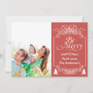 Red Chalkboard Typography Merry Christmas Photo Holiday Card