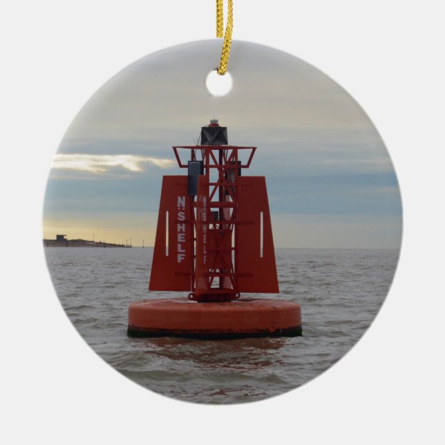 Red Channel Buoy Ceramic Tree Decoration (Front)