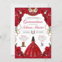 Red Charro Elegant Roses Quinceanera