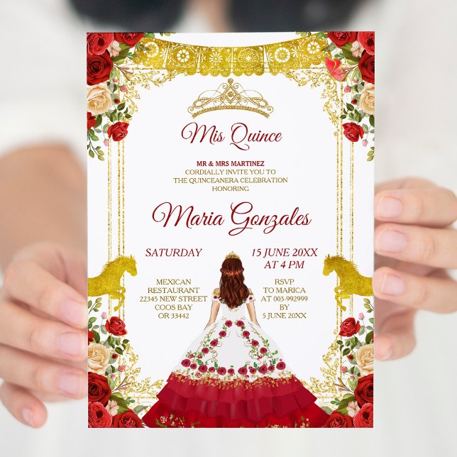 Red Charro Mexican Charra Mis XV Anos Invitation (Creator Uploaded)
