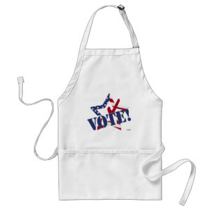 Red Check Blue VOTE with US Flag Star Standard Apron