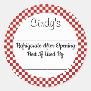 Red Check Custom Product Canning Jar Sticker
