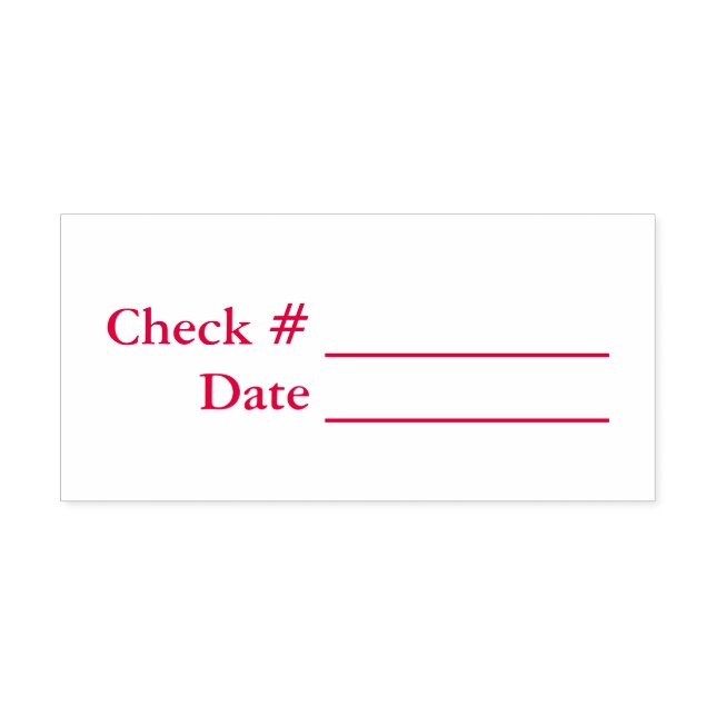 Red Check #, Date Self-inking Stamp (Design)