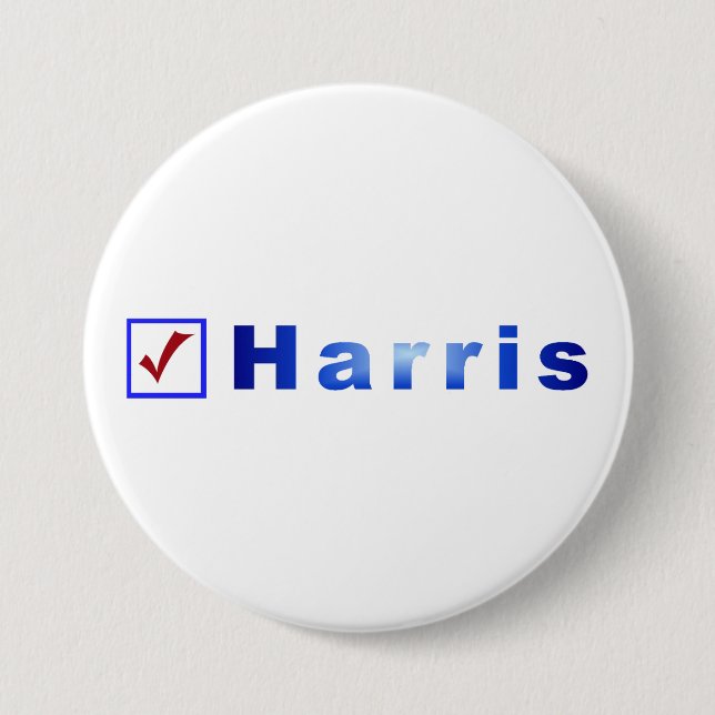 Red Check in Blue Box, Vote for Harris Buttons (Front)