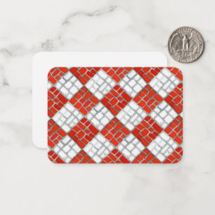 RED CHECK MOSAIC 3.5x2.5 Flat Card / Horizontal
