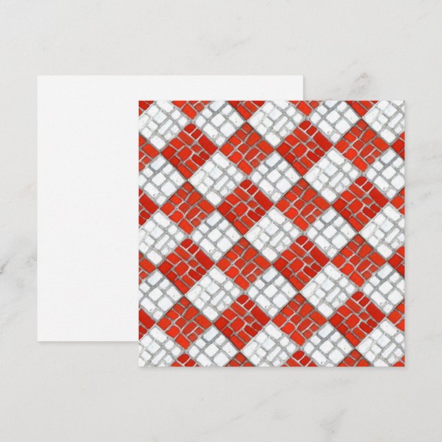 RED CHECK MOSAIC 5.25" Square Flat Card (Front/Back)