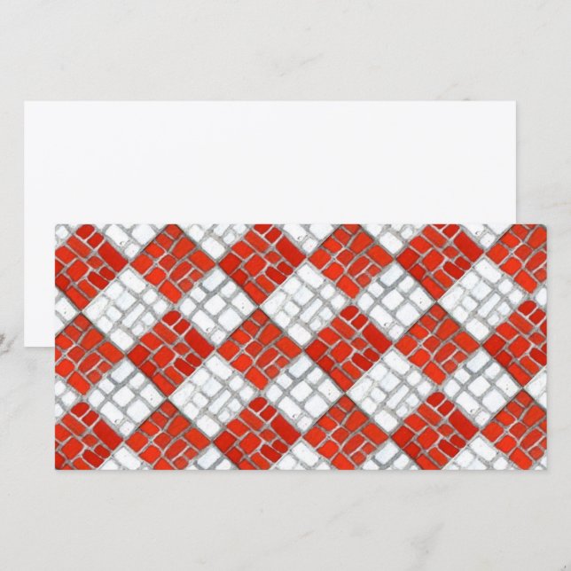 RED CHECK MOSAIC 8x4 Flat Card / Horizontal (Front/Back)