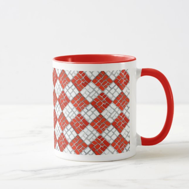 RED CHECK MOSAIC Red Combo Mug (Right)