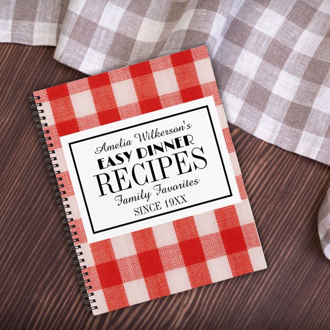 Red check name easy dinner recipes notebook (Creator Uploaded)