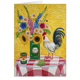 Red Check Rooster Card