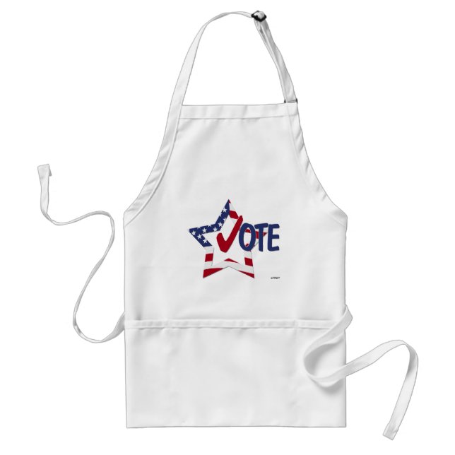 Red Check VOTE with US Flag Star Standard Apron (Front)