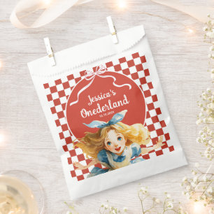Red Checkered Alice in ONEDERLAND 1st Birthday  Favour Bags