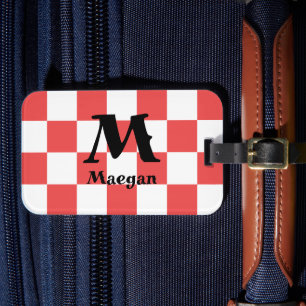 Red Checkered Pattern Background Luggage Tag