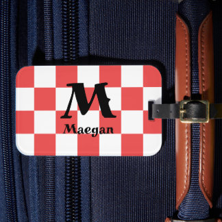 Red Checkered Pattern Background Luggage Tag